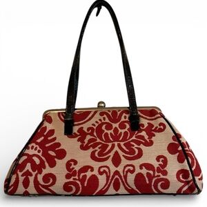 GLENDA GIES Vintage Dark Red Chenille Mosaic ‘Jackie’ Shoulder Bag Purse $348